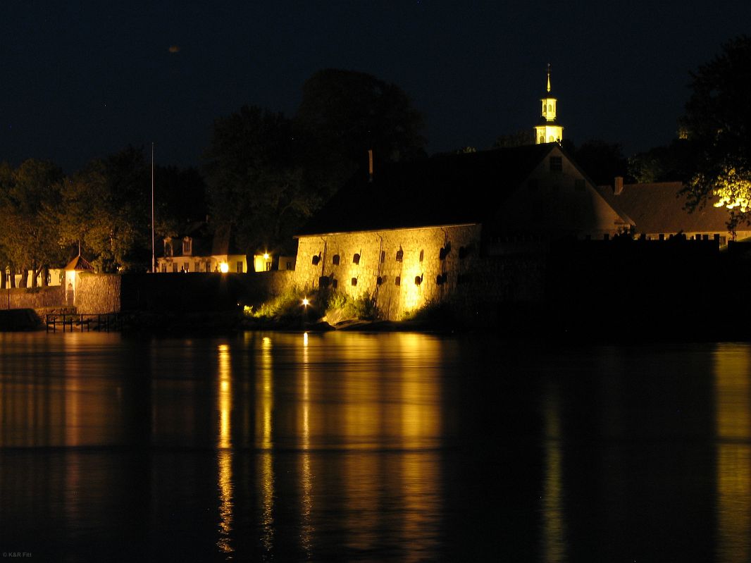 Forteca Fredrikstad nocą