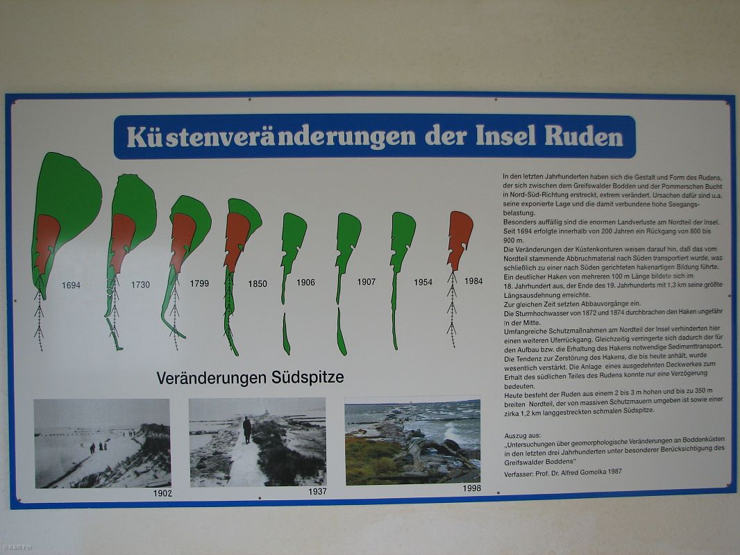 Mapka pokazująca stopniową erozję wyspy