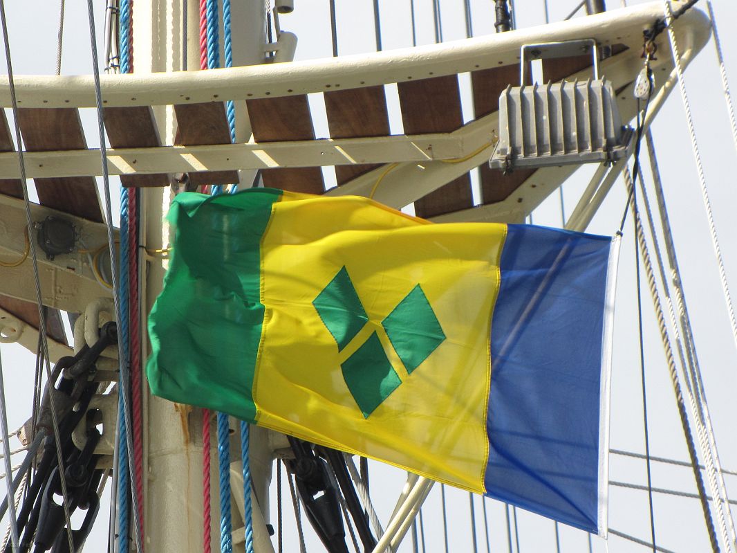 Bandera St. Vincent i Grenadyny pod marsem foka