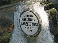 Cmentarz wojenny 159 Meszna Opacka. Legionista Aleksander Klementowski, zmarł w grudniu 1914